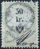 AUSTRIA L'AUTRICHE ÖSTERREICH,1870 Revenue Stamp Fiscal Tax 50kr. KREUZER ,Used - Fiscaux