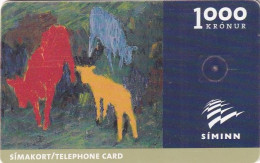 LISTASAFN ISL.(ICELAND)(chip) - Mislitar Kyr, Painting/Johann Briem, Tirage 15000, 03/00, Used - Iceland
