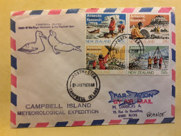 NEW ZEALAND Antarctic Research CAMPBELL ISLAND Airmail Cover Meteorological Expedition 1987 > Blois France TB - Research Programs