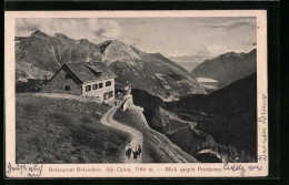 AK Alp Grüm, Restaurant Belvedere Mit Blick Gegen Poschiavo  - Poschiavo