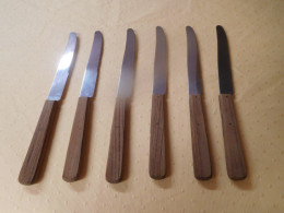 6 Couteaux Manches En Bois Inoxydable Gembloux - Messer