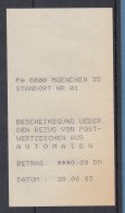 Automatenquittung 0,00 DM Aus MWZD Standort MÜNCHEN 32 Vom 28.6.85 - Machine Labels [ATM]