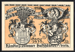 AK Hamburg-Altona, Buchhändler-Verein Anno 1910, Stadtwappen  - Libraries