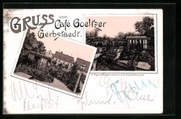 Lithographie Gerbstedt, Café Goeltzer, Mehrfachansicht  - Gerbstedt