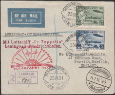 441 - Russia 25/07/1931 Zeppelin Polarfahrt, Lotto Composto Da Una Lettera E Una Cartolina Entrambe Raccomandate, Da Len - Lettres & Documents