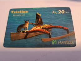 Delcampe - ZWITSERLAND  CHF 20,-   / PREPAID CARD  /TELELINE/ DOG IN BOAT HAWAIAN    /   FINE USED CARD **19525** - Schweiz