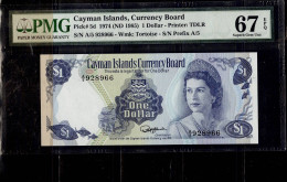 CAYMAN ISLANDS 1974 BANCNOT1$ PICK # 5d PMG 67 UNC!! - Isole Caiman