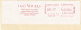 Netherlands Nice Cut Meter Freistempel ONZE VOLGELS Maandblad Vogelloefhebbers Bergen Op Zoom 29/1/2007 - Machines à Affranchir (EMA)