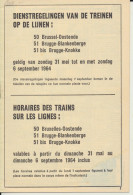 VIEUX PAPIERS    ( BELGIQUE )  HORAIRES  DES TRAINS VERS LA COTE BELGE          1964. - Europa