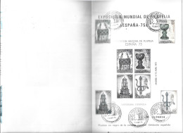 ESPAÑA 75,  HOJITAS BLOQUE MATASELLADAS CON MATASELLOS DE LA EXPOSICION EN PERFECTO ESTADO (E.75) - Full Sheets