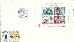 ESPAÑA 75, HOJITAS BLOQUE MATASELLADAS EN  DOS SOBRES DE LA  EXPOSICION EXPO 75 ( E.75) - Full Sheets