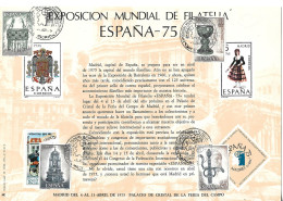 ESPAÑA 75 HOJITAS BLOQUE MATASELLADAS EN  DOS CARTOLINAS  DE LA  EXPOSICION EXPO ( E.75) - Full Sheets