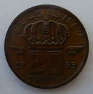 België Belgique Belgium 20 Centiem Boudewijn I Type Mijnwerker 1959 Frans (655) - 20 Cents