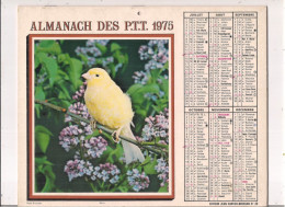 Calendrier Grand Format Oberthur 1975  Oiseaux, Fillette Et Agneau - Big : 1971-80