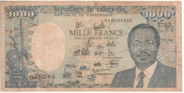CAMEROON  1'000 Fr P26a  (dated 1.1.1986  Complete Map, President Paul Biya +Elephant, Wildlife, Carving  At Back) - Cameroon