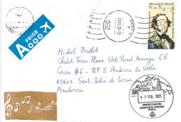 Felix Mendelssohn,German Composer, Letter 2025 To Andorra,with Local Arrival Postmark Andorra - Briefe U. Dokumente