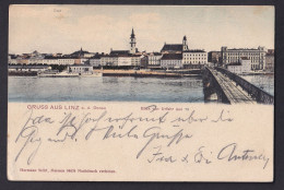 AUSTRIA - Gruss Aus Linz A.d. Donau, Blick Von Urfahr Aus / Long Line Postcard Circulated, 2 Scans - Linz Urfahr