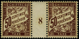 Neuf Sans Charnière N° 37, 50c Lilas, Paire Millésime 8, Chiffre 5 De Droite Retouché, Légèrement Jauni, RRR - Other & Unclassified