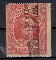 CHCT91 - Court Fee Stamp 1 Anna, Holkar State, Fiscal Used, India - Official Stamps