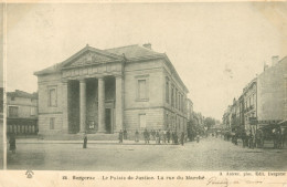 Delcampe - CPA 24- BERGERAC *Le Palais De Justice. La Rue Du Marché* Animation*Edit. Astruc-TBE 2 Scans - Bergerac