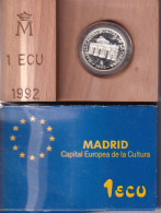 MONEDA DE PLATA DE 1 ECU DE MADRID CAPITAL DE LA CULTURA AÑO 1992 EN SU ESTUCHE ORIGINAL - CON CERTIFICADO - Ongebruikte Sets & Proefsets