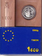 MONEDA DE PLATA DE 1 ECU DE TIMON NAUTILUS DEL AÑO 1996 EN SU ESTUCHE ORIGINAL - CON CERTIFICADO - Ongebruikte Sets & Proefsets