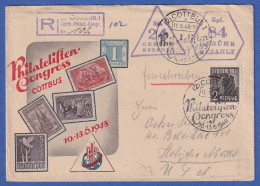 Cottbus 11.6.48 Philatelisten-Congress R-Brief In Die USA Gebühr Bezahlt..  - Lettres & Documents