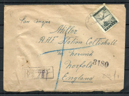 POLEN Poland 1946 O Lubaczow Registered Air Mail Cover Sent To England Norfolk - Avions