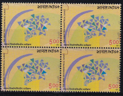 Block Of 4, India MNH 2004,  Trigonometrical Survey,  Mathematics Measurement - Blocks & Sheetlets