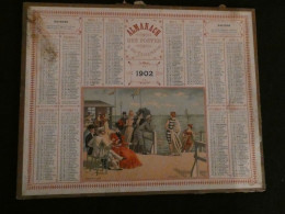 Calendrier Almanach Postes 1902 -- Aux Bains De Mer   -- Imprimerie Oberthür Rennes  Z4 - Big : 1901-20