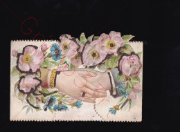 Hartelijke Gelukwensch - Marriage - Openvouwende Chromo Wenskaart (7.5 X 11 Cm) - Fleurs