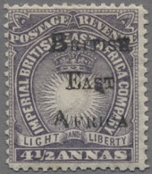 Kenia (British East Africa): 1895, "Hand Overprinted", 4 1/2 A. And 5 A., Hinged - British East Africa