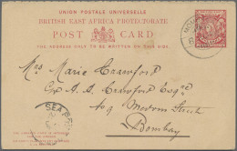 Kenia (British East Africa): 1900, Double Card 1a.+1a. Carmine Commercially Used - British East Africa