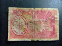 NV BILLETE  DEU CENTIMS UNION DE COOPERADORS DE BARCELONA N 2070  14 SEPTIEMBRE 1936 - Altri & Non Classificati