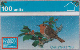 GIBRALTAR - Bird, Christmas "93, CN : 310L, Tirage 10000, Mint - Gibilterra