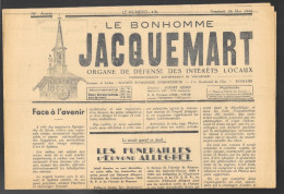 Hebdomadaire, Histoire, Romans-Bourg-de-Péage Pendant La Guerre (Actualités, Sports) Bonhomme Jacquemart Du 26 Mai 1944 - Algemene Informatie