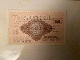 BANCO DI SICILIA - 150 Lire - 1976 - Miniassegno - [10] Checks And Mini-checks