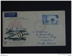 Australian Antarctic Australie Antarctique FDC 1957 Perth Manchots Station Et Carte Yv 1 - FDC