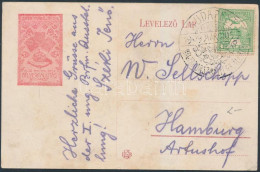 1909 "MAGYAR ORSZ. BÉLYEGKIÁLLÍTÁS" Alkalmi Bélyegzéssel (elázott) Képeslap Hamburgba - Other & Unclassified