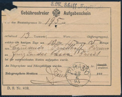 1895 Távirati Díjnyugta "S.M. Schiff Tegetthoff" - Other & Unclassified