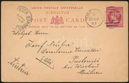 1897 Gibraltár Díjjegyes Levelezőlap Ausztriába / The S.M.S. Donau Was In Gibraltar From October 25 Through October 29,  - Other & Unclassified