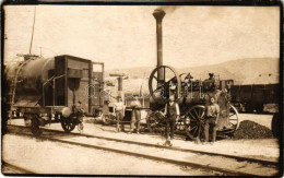 ** T2/T3 Cséplőgép, Tehervonat / Threshing Machine, Freight Train. Photo (EK) - Unclassified