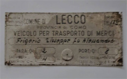 Coppia Di Targhette Da Veicoli Per Trasporto Merci - Anni '50 E '60 - Number Plates