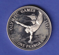 Tonga Silbermünze 1 Pa'anga Olympiade Barcelona Wasserspringen 1991 PP - Autres – Océanie