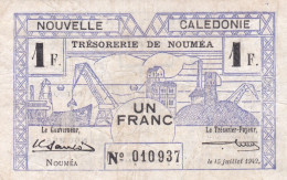 1 Franc NOUMEA !  French Indochina New Caledonia ! 1942 - Nouméa (New Caledonia 1873-1985)