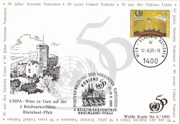 Nations Unies Vienne. Carte Postale 1995 YT 205 Oblitéré 1er Jour - Maximumkarten