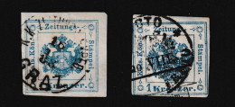 Autriche: Timbre Taxe Pour Journaux -- N° 1 -- 1k Bleu  Oblitérés  X 2 - Journaux