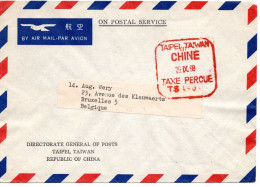 88040 - China / Taiwan - 1969 - $1,40 Gebühr-bezahlt-Stpl A LpDienstBf TAIPEI -> Belgien - Covers & Documents