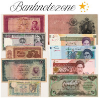 10 Pcs, Mixed Banknote Lot, Iran, Egypt, Bolivia And Others (taped F,VF,AU,UNC) #365# - Collections & Lots