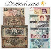 X10 Pcs, Mixed Banknote Lot, Iran, Greece, Libya And Others (taped F,VF,UNC) #668# - Collections & Lots